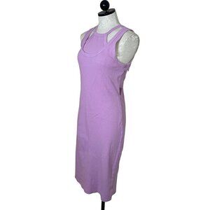 TLA Anthropologie Womens Tank Dress Size Medium Lavender Ribbed Cutout Waist